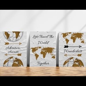 Travel Theme Digital Designed Printed Wall Art.